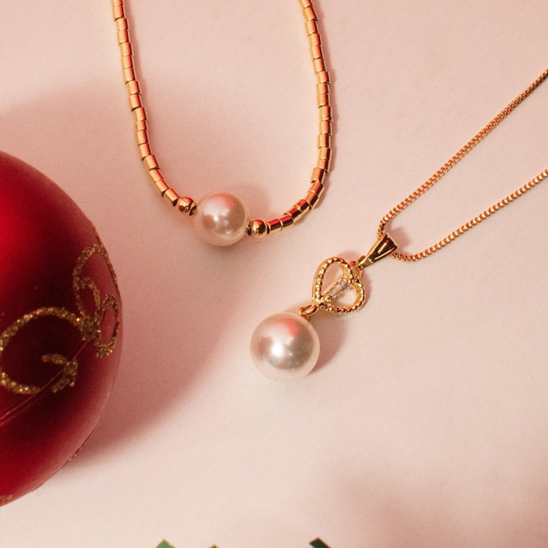 COLAR CORAÇÃO ZIRCÔNIA COM PEROLA OURO 18K