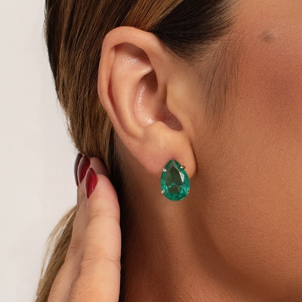 BRINCO GOTA ZIRCÔNIA TURMALINA PLATINA