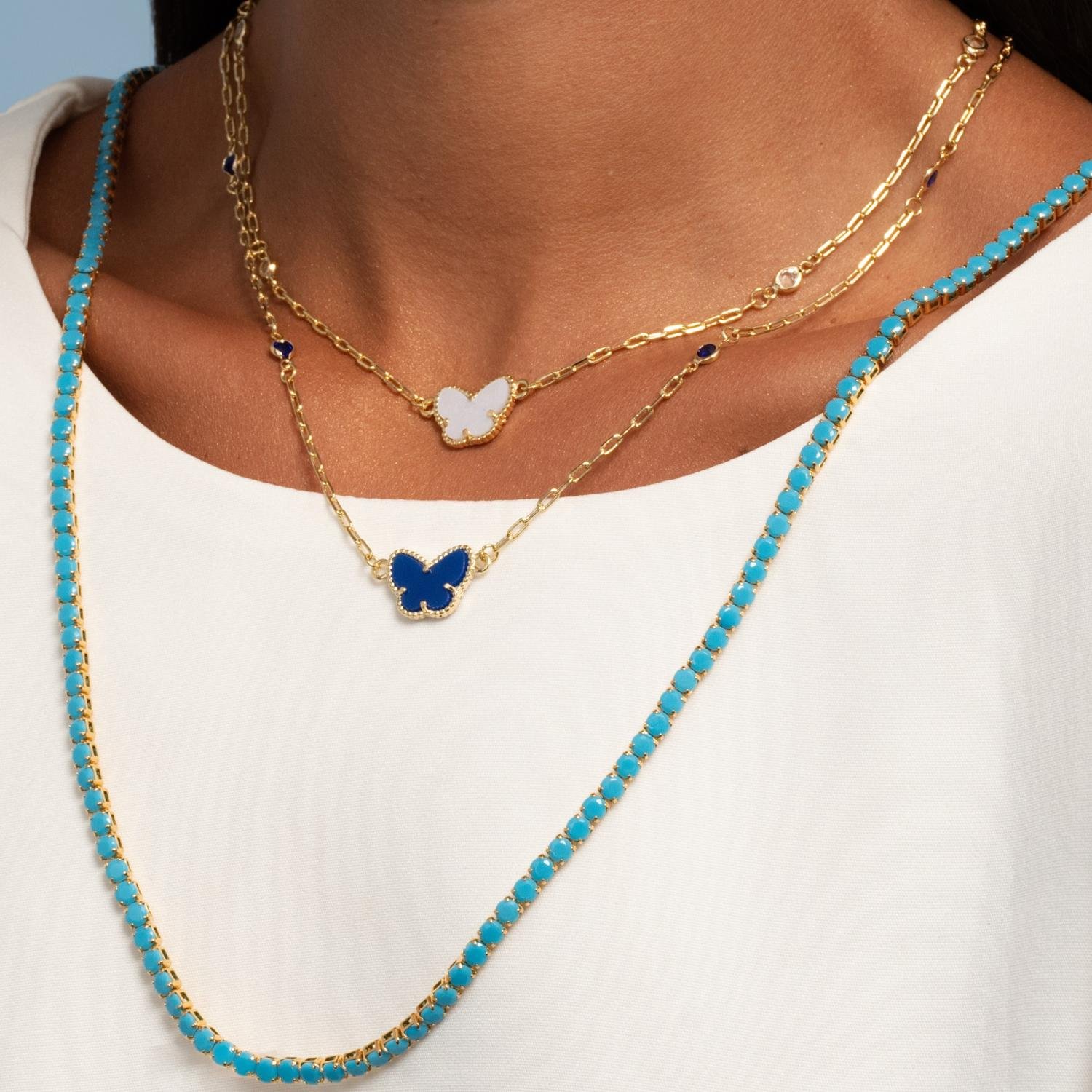 COLAR COMPRIDO CRAVEJADO EM ZIRCÔNIA VERDE OURO 18K