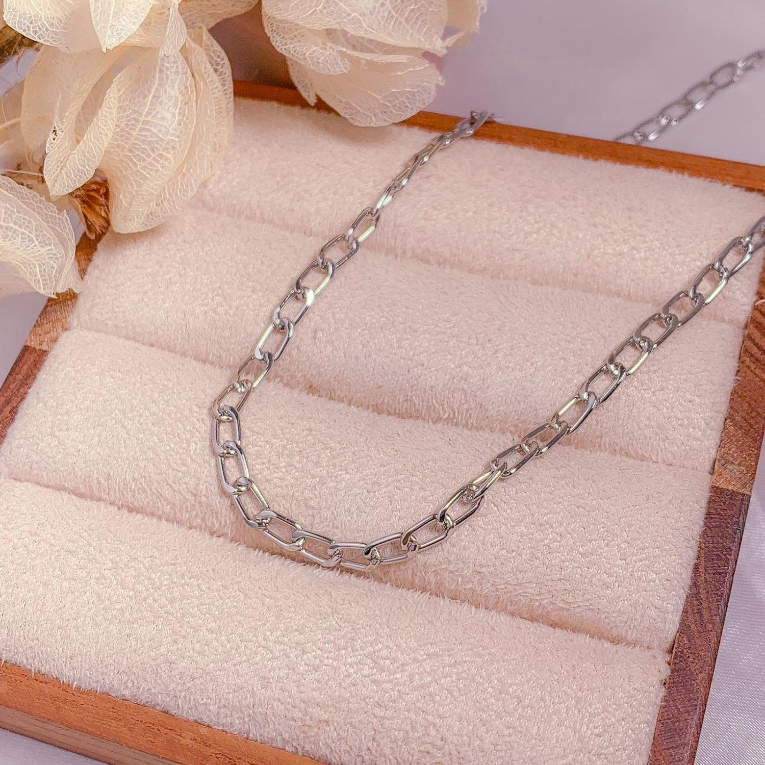 CHOKER ELOS RETANGULAR 35 + 5CM PLATINA